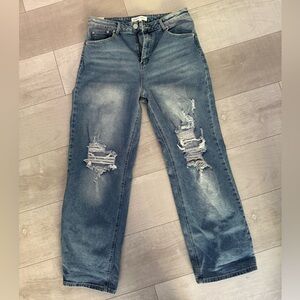 Almost Famous Blue Distressed Boyfriend Jeans 11 (juniors)